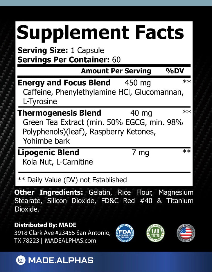 Belly Burn Supplement Facts