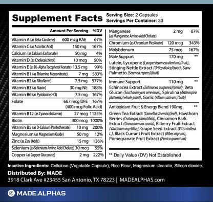 Men's Multivitamin Supplement Facts
