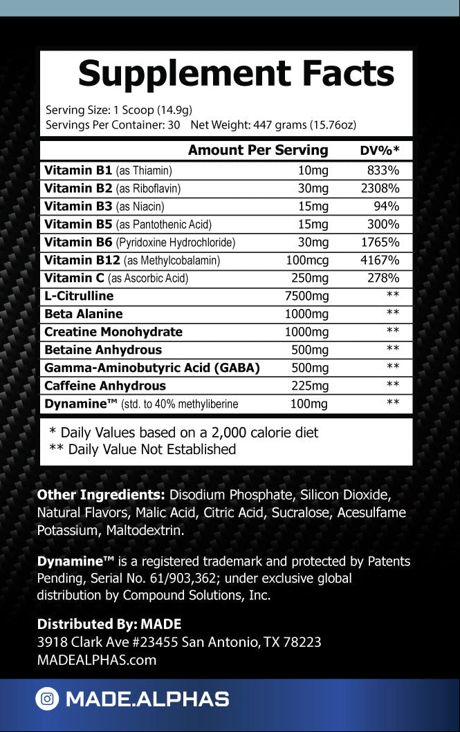 Tropical Sunrise Supplement Facts
