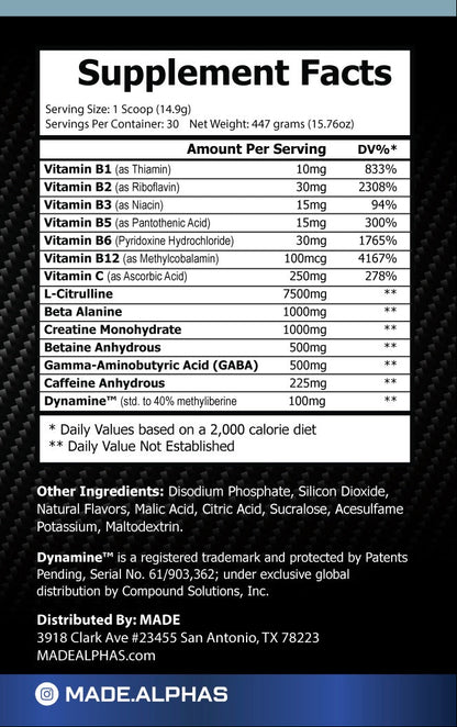Tropical Sunrise Supplement Facts