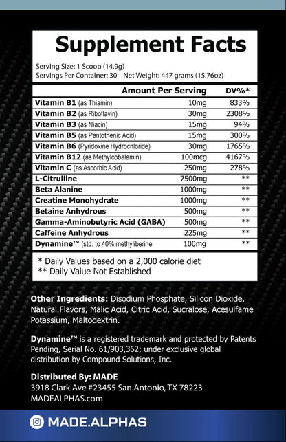 Motivation Advanced Pre-Workout Supplement Facts